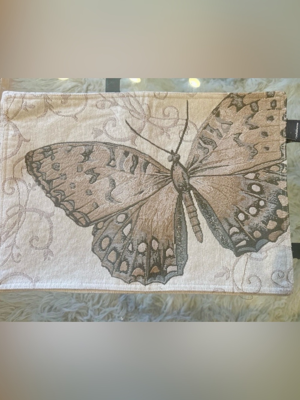 Croft and Barrow Neutral Butterfly Tapestry Placemats Set of 4